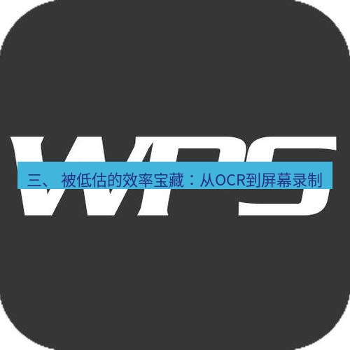 wps 三、 被低估的效率宝藏：从OCR到屏幕录制