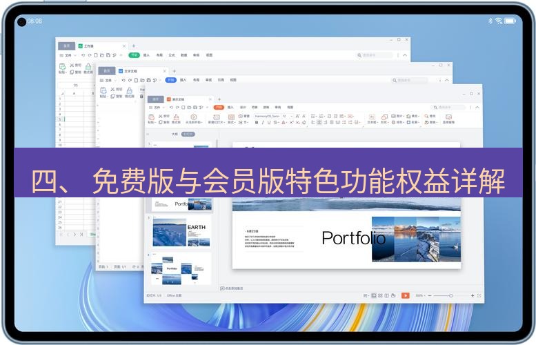 wps 四、 免费版与会员版特色功能权益详解