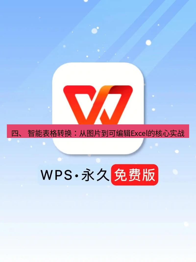 wps 四、 智能表格转换：从图片到可编辑Excel的核心实战