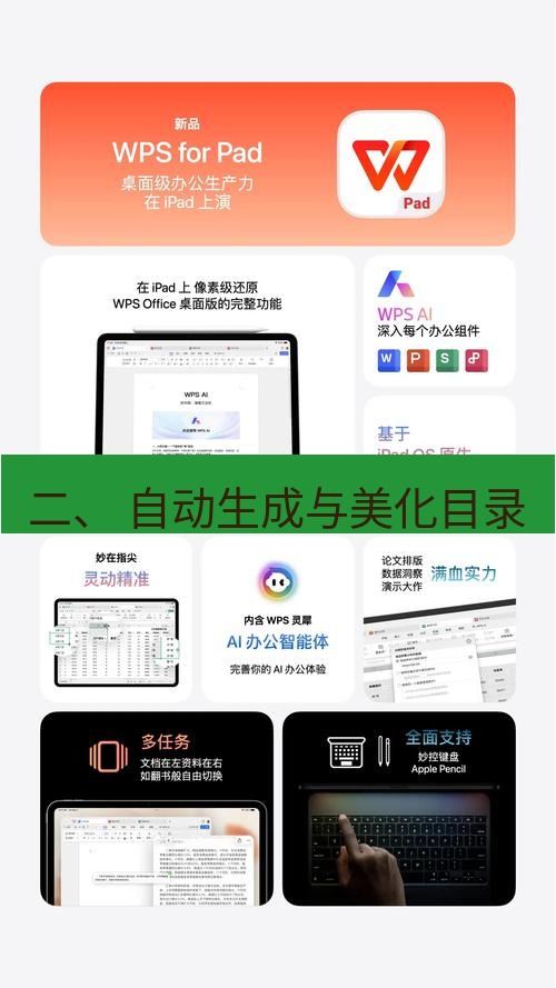 wps 二、 自动生成与美化目录